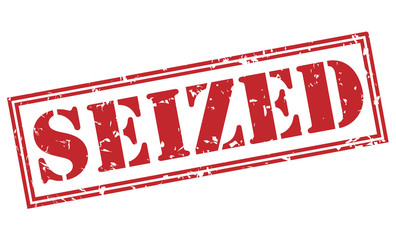 seized red stamp on white background