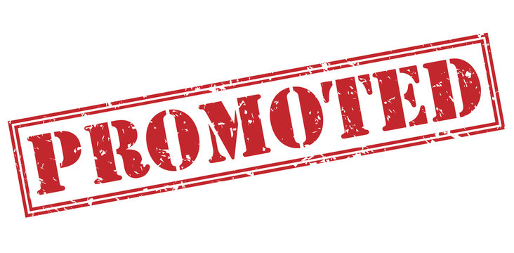 promoted red stamp on white background