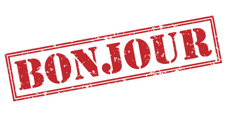 bonjour red stamp on white background © cone88