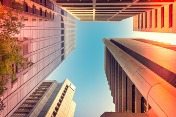 Adelaide abstract architecture viewing upwards. Color-toning applied 