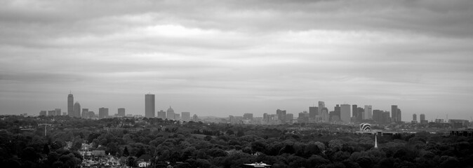Naklejka premium Czarno-biała panorama Bostonu