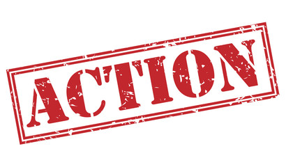 action red stamp on white background