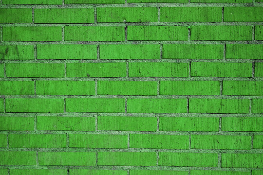 Beautiful green retro stylish brick colorful wall (wallpaper, background)