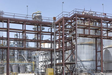 Close-up of chemical refinery plant