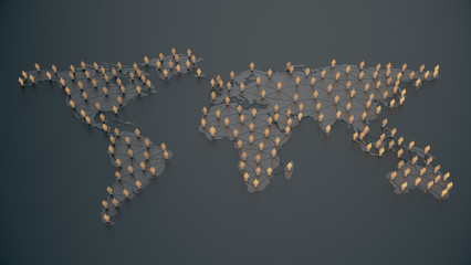 Social network with human symbol.3d rendering