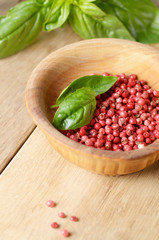 Pink peppercorn and basil