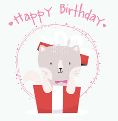 cute cat happy birthday card