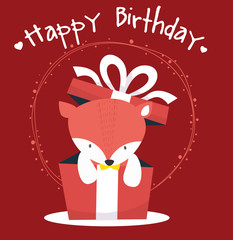 cute fox happy birthday card