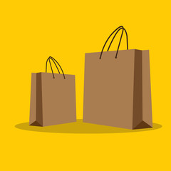 Paper Empty Shopping bag. Vector icon.