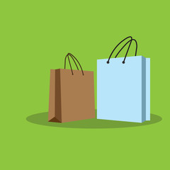 Paper Empty Shopping bag. Vector icon.