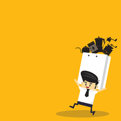 Guy With  Shopping Bags Vector Illustration in Cartoon