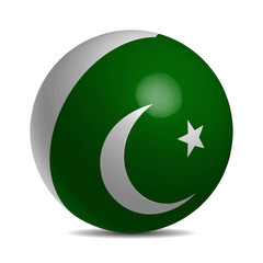 Obraz na płótnie Canvas Pakistan flag on a 3d ball with shadow