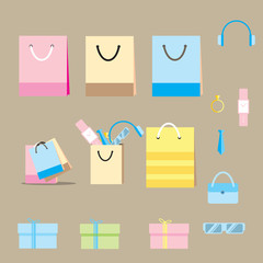 shopping bag gift box and goods