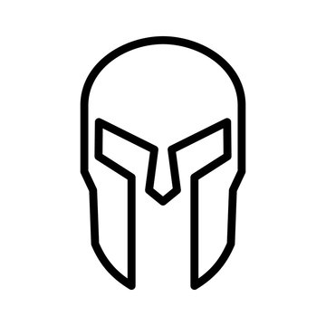 recommend clip art: Spartan Greek helmet armor line art icon for apps and websites