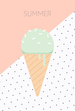 Ice Cream, Vector Illustration, Flat Design