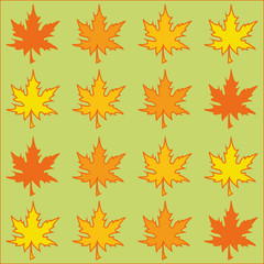 Leaves, Set of fallen leaves in autumn colors