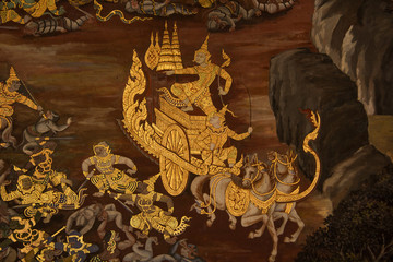 mural painting in wat pra keaw.thailand