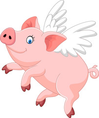Cute pig cartoon flying
