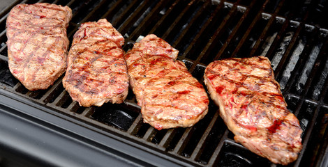 grilled rump steak on barbecue