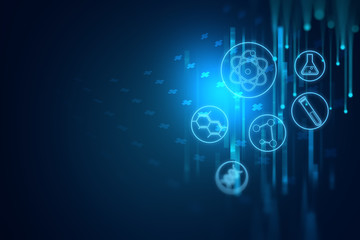 chemical science, medical substance and molecules background 3d