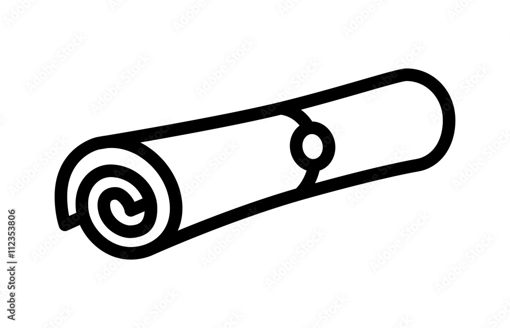 Poster magic spell scroll or rolled up document message line art icon for games and websites