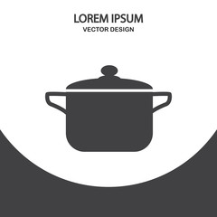 Kitchen pot icon on the background