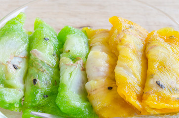 Thai dessert - flour with young coconut, sesame and sugar steame