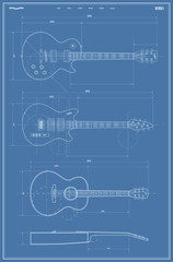 Fototapeta premium Vector Blueprint with Electric and Acoustic Guitar