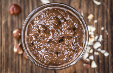 Chocolate Cream on wooden background