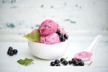 Homemade ice cream from blackcurrant
