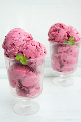 Homemade ice cream from blackcurrant
