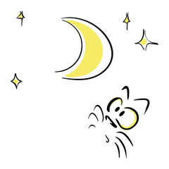Cat looking at the moon