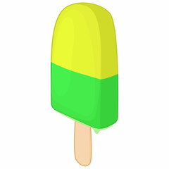 Frosty yellow and green fruit popsicle icon