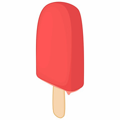 Frosty red fruit popsicle icon, cartoon style