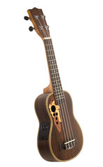 Obraz na płótnie Canvas brown ukulele isolated over white background