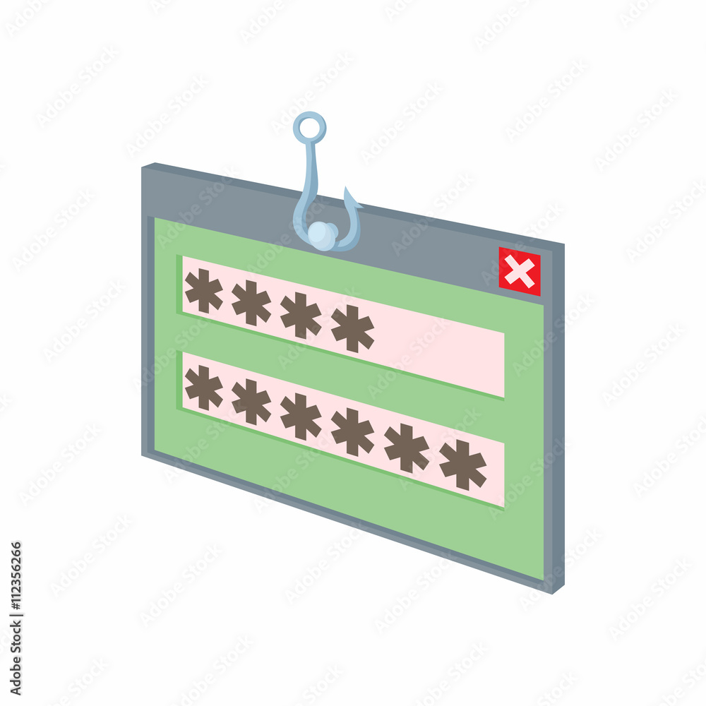 Poster internet phishing, hacking login and password icon
