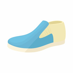 Blue man shoe icon, cartoon style