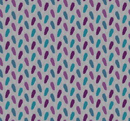 Layered feathers blue and purple seamless pattern