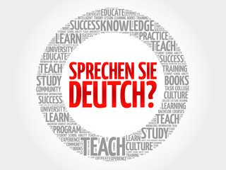 Sprechen Sie Deutch? (Do you speak German?) word cloud, education business concept