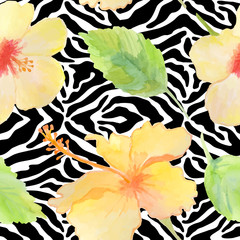 pattern with hibiscus flowers