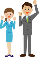 会社員　ガッツポーズ　男女