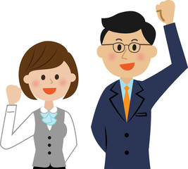 会社員　ガッツポーズ　男女