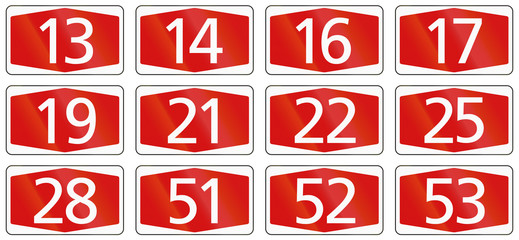 Montage of Numbered Route Shields of Swiss Highways