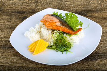 Roasted salmon steak