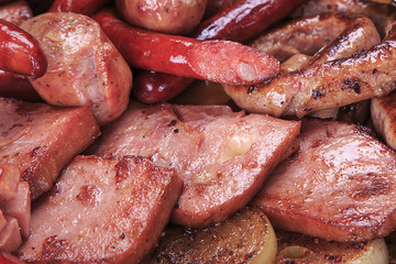 grilled sausages view from above