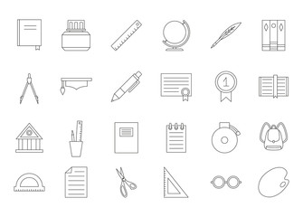 Education black icons set