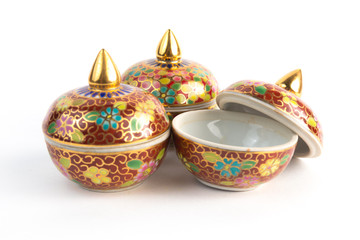 Benjarong porcelain on White background