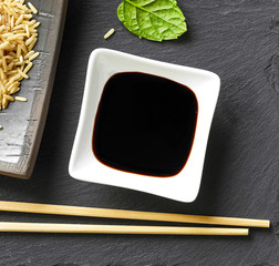 bowl of soy sauce