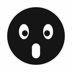 Frightened emoticon with open mouth icon