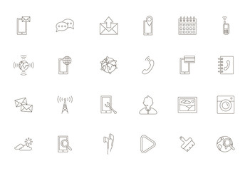 Mobile services black icons set